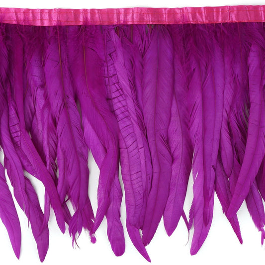 Bleach Dyed Coque Tail Fringe - 10-12’’ - Very Berry - Feathers