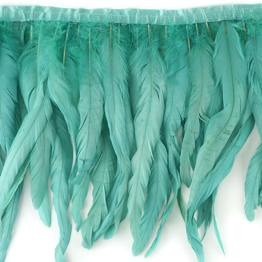 Bleach Dyed Coque Tail Fringe - 12-14’’ - Aqua Marine - Feathers