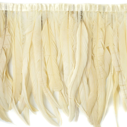 Bleach Dyed Coque Tail Fringe - 12-14’’ - Beige - Feathers