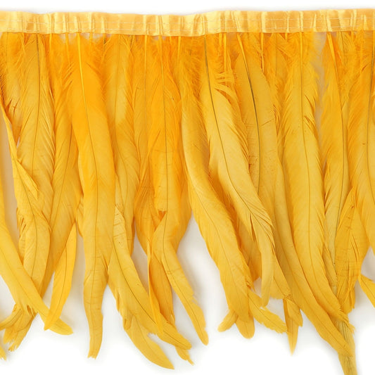 Bleach Dyed Coque Tail Fringe - 12-14’’ - Gold - Feathers
