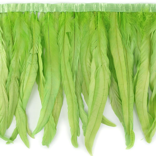 Bleach Dyed Coque Tail Fringe - 12-14’’ - Lime - Feathers