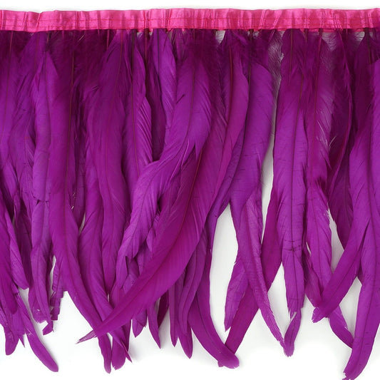 Bleach Dyed Coque Tail Fringe - 12-14’’ - Very Berry - Feathers