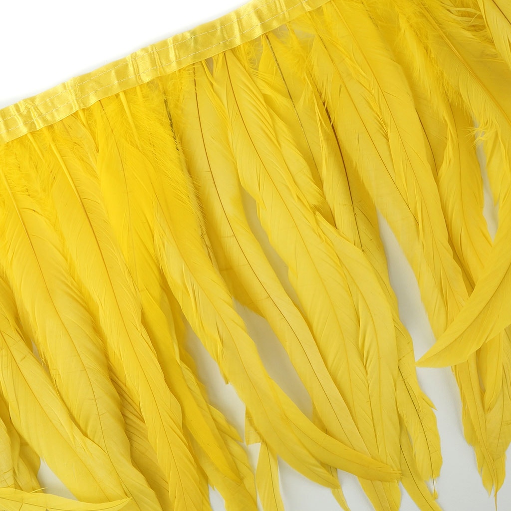 Bleach Dyed Coque Tail Fringe Bright - 12-14’’ - Yellow - Feathers