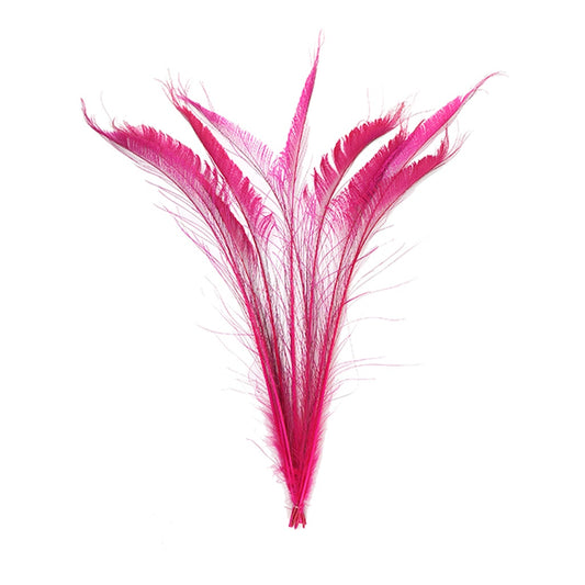 Bleached and Dyed Peacock Sword Feathers - Shocking Pink - Feathers