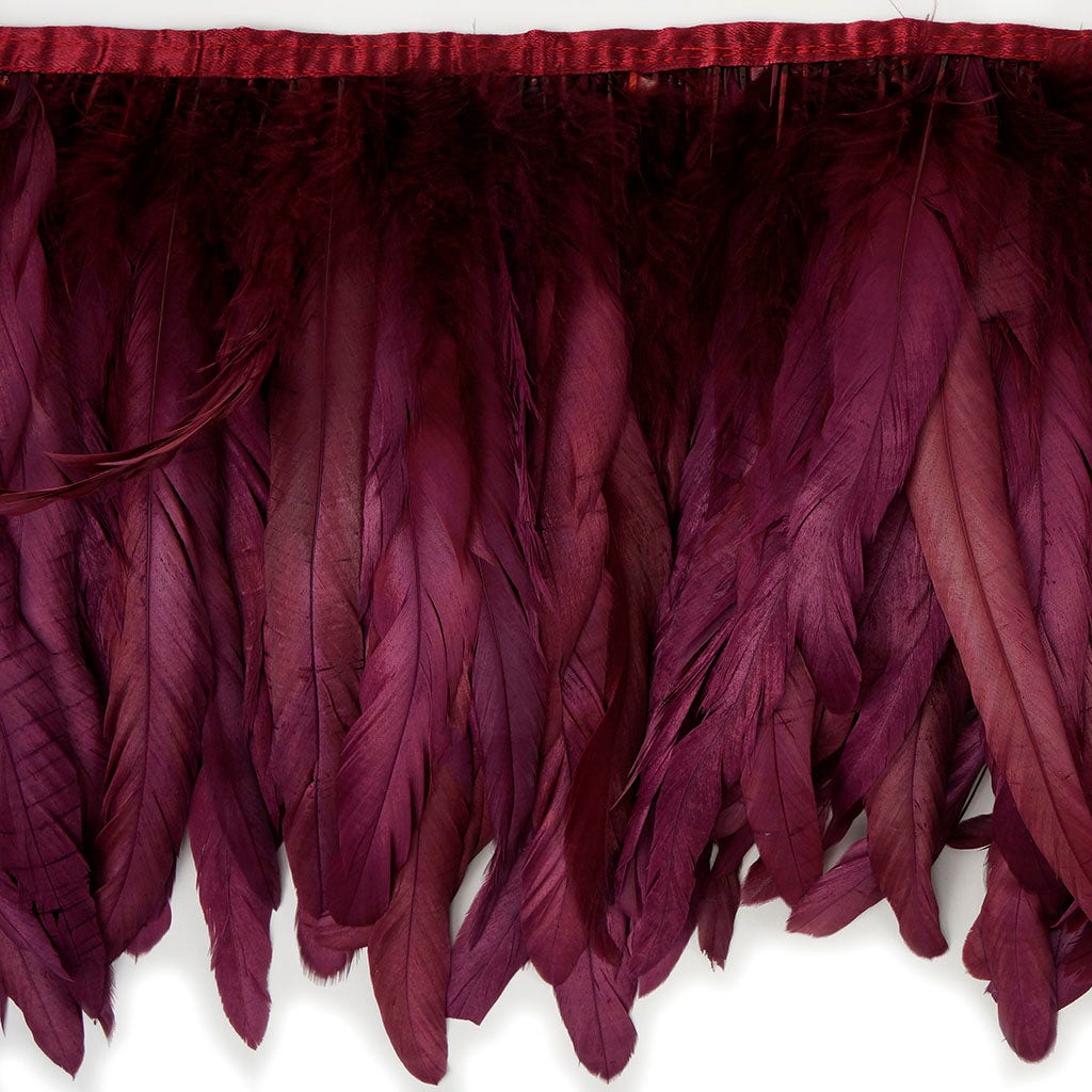 Bronze Iridescent Coque Fringe - 8-10’’ - Metallic Burgundy - Feathers