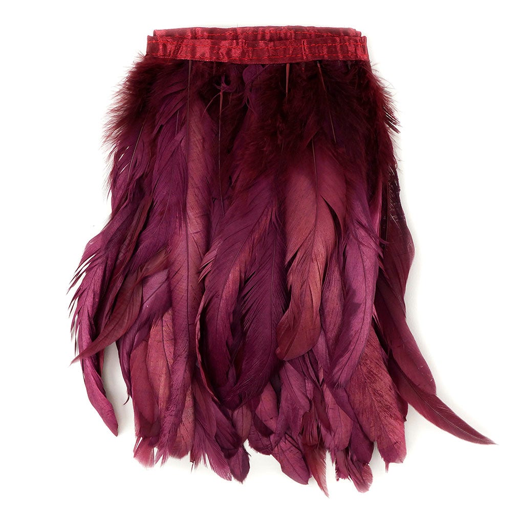 Bronze Iridescent Coque Fringe - 8-10’’ - Metallic Burgundy - Feathers