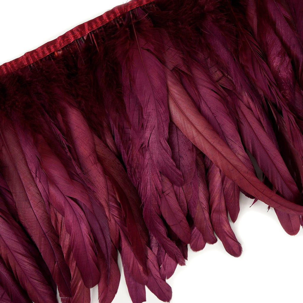 Bronze Iridescent Coque Fringe - 8-10’’ - Metallic Burgundy - Feathers