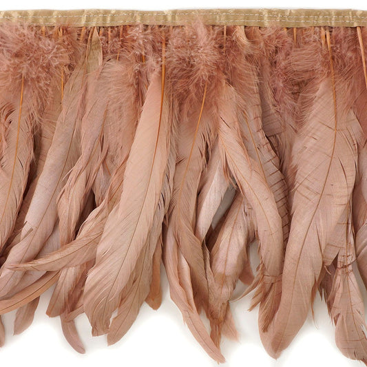 Bronze Iridescent Coque Fringe - 8-10’’ - Rose Gold - Feathers