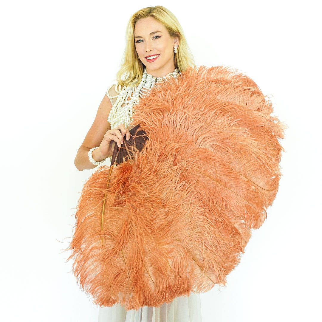 Ostrich Feather Fan with Prime Ostrich Femina Feathers-Cinnamon