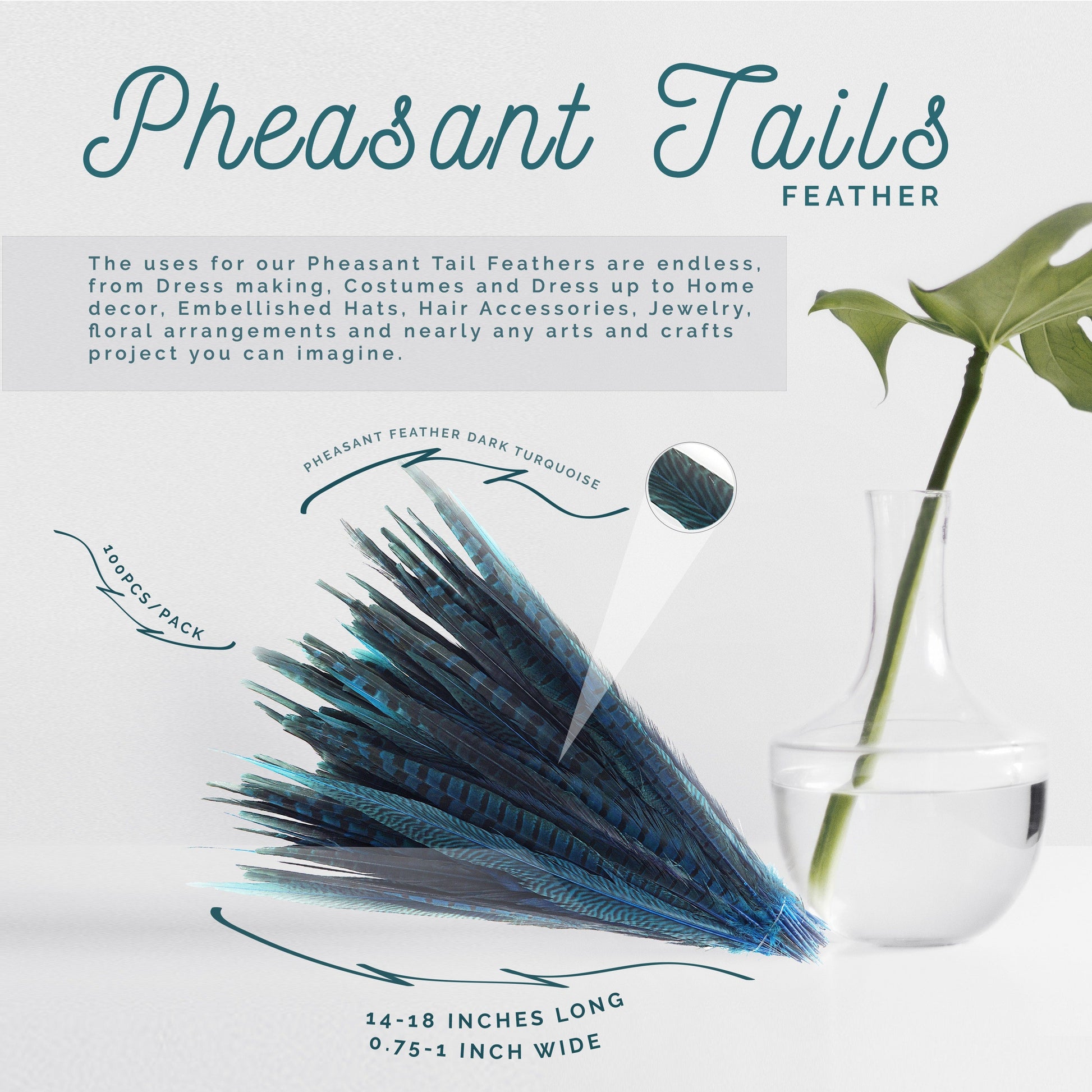 Bulk Assorted Pheasant Tails Dyed - Dark Turquoise - Feathers