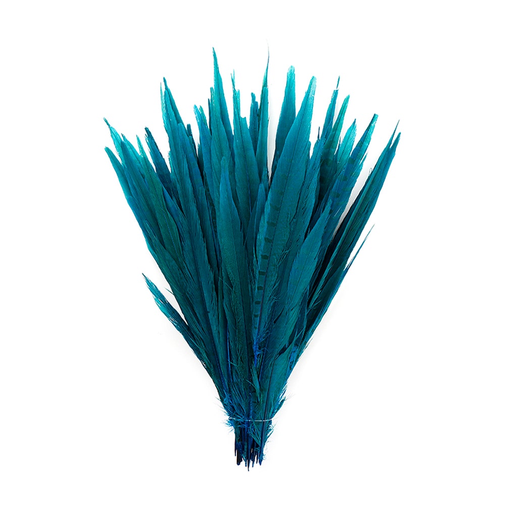 Bulk Assorted Pheasant Tails Dyed - Dark Turquoise - Feathers