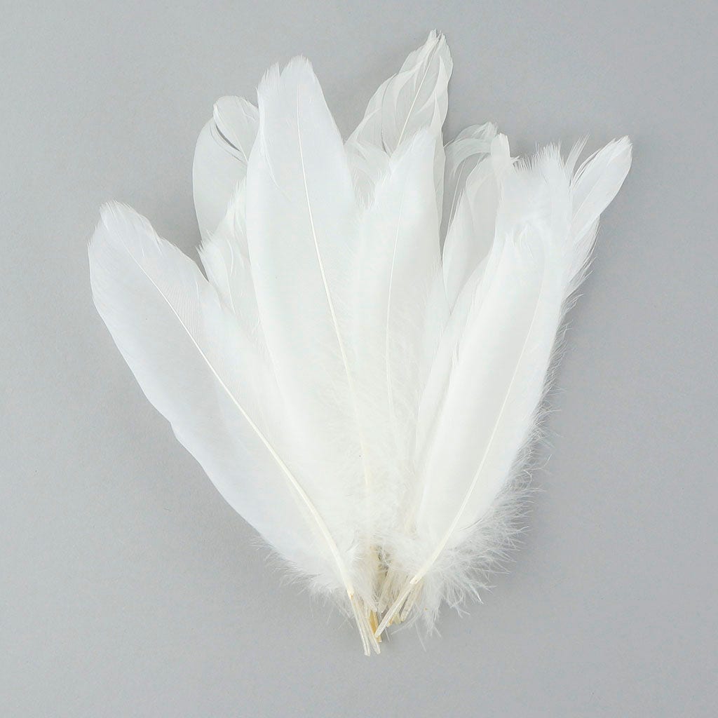 Bulk Goose Satinette Feathers Dyed - White - 1/4 lb - Feathers