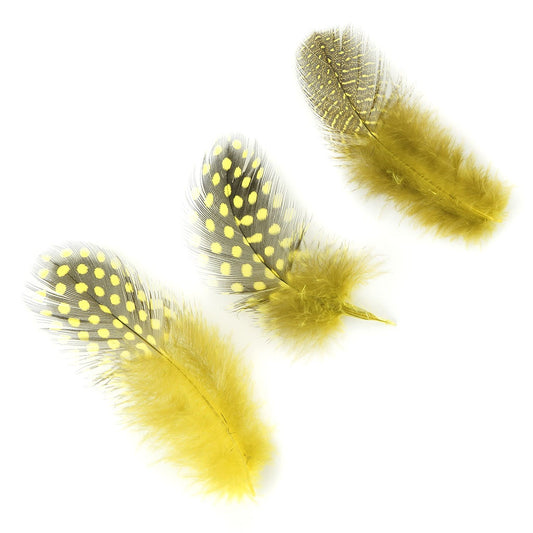 Bulk Guinea Hen Plumage 1/4 lb - Fluorescent Yellow - Feathers