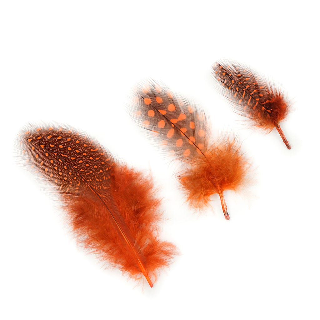 Bulk Guinea Hen Plumage - 1/4 lb - Orange - Feathers