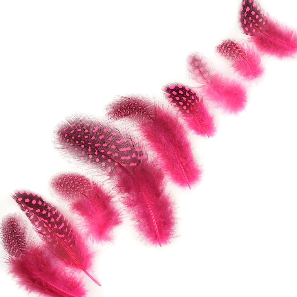 Bulk Guinea Hen Plumage - 1/4 lb - Pink Orient - Feathers