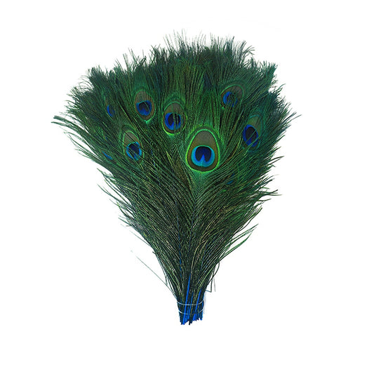 Bulk Peacock Eye Feathers (Full Eye) Stem Dyed - 100 pc - 8-15’’ - Dark Turquoise - Feathers