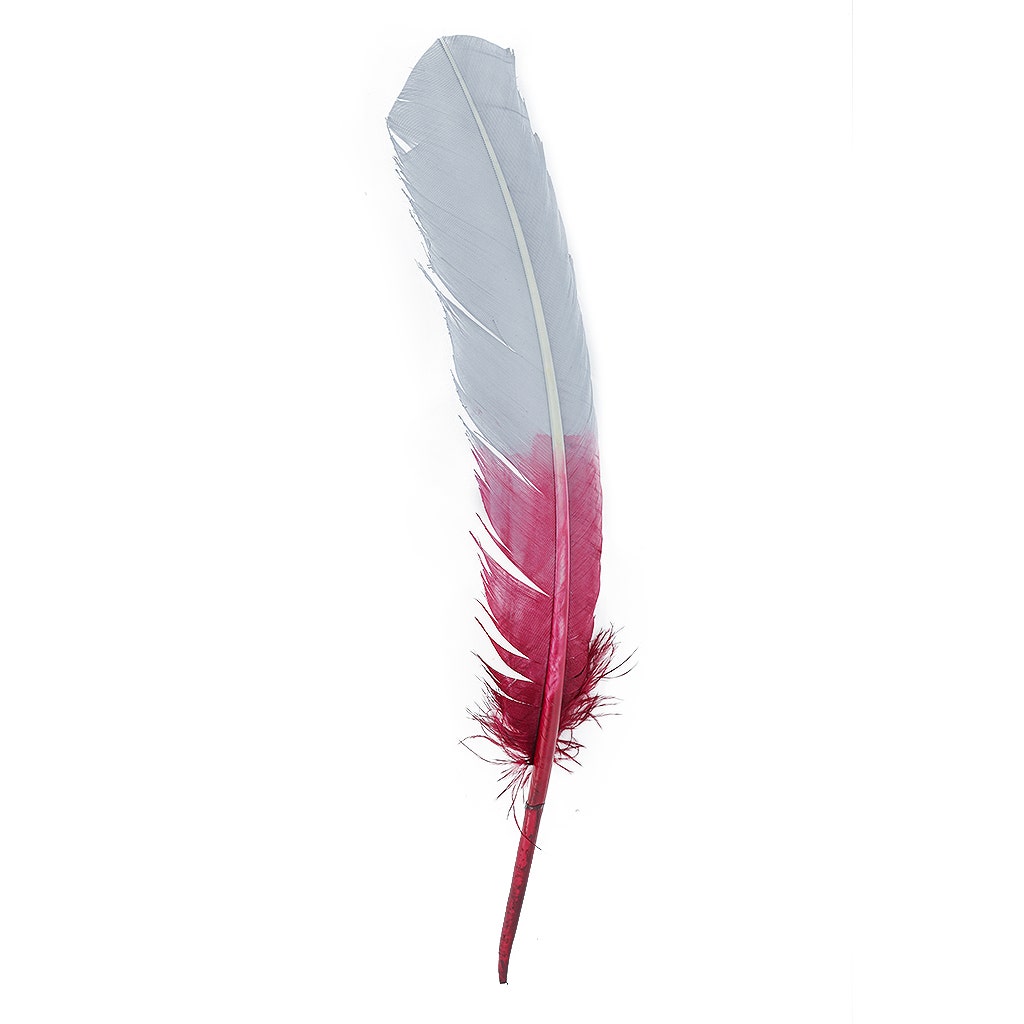 Bulk Two Tone Ombre Tipped Turkey Round Feathers Left Wing - 10-12” - 1/4 lb - Burgundy - Feathers