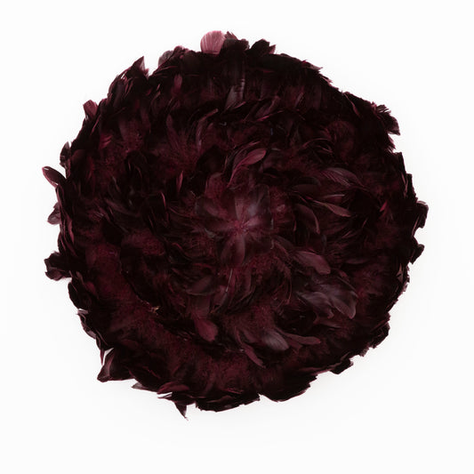 Juju Hat Nagoire Feather Wall Art 16 inch Wood Base   24-26 inch DIA --Burgundy