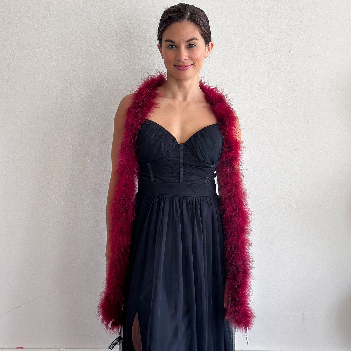 Full Marabou Feather Boa - Burgundy