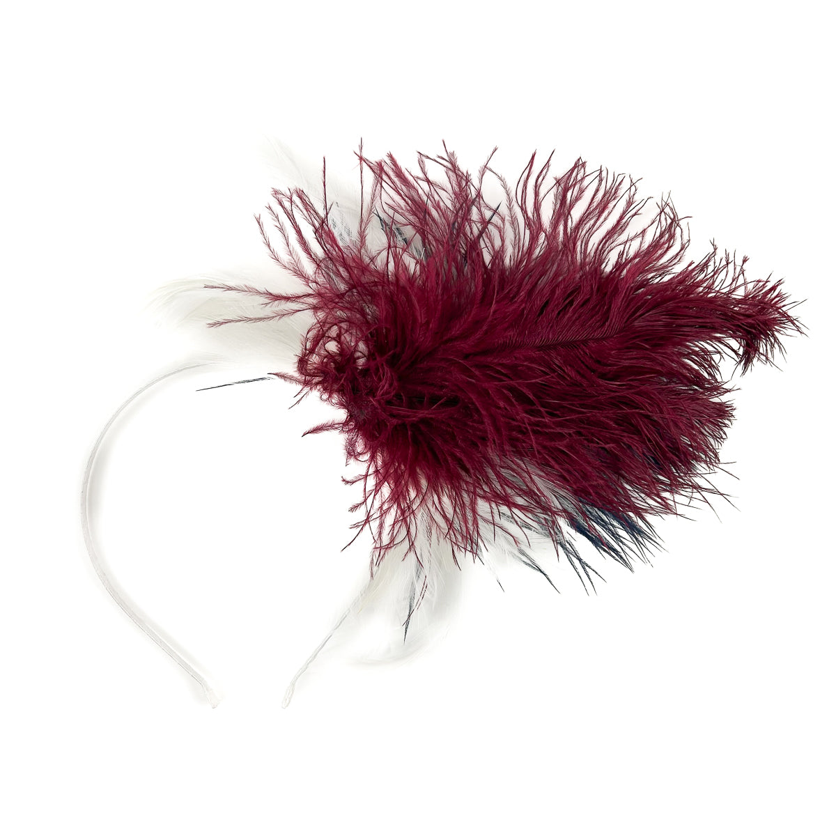 Lady Ann Feather Headband --Burgundy/Ivory/Navy