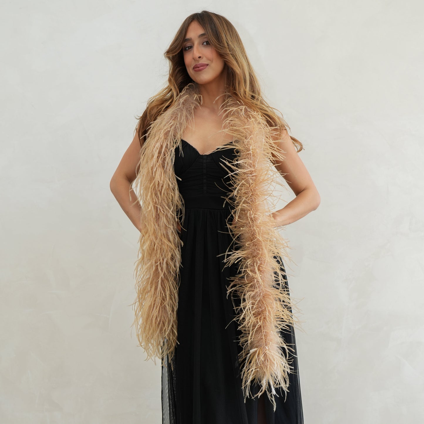 Camel Beige 2 Ply Ostrich Feather Boa - Ostrich Boa