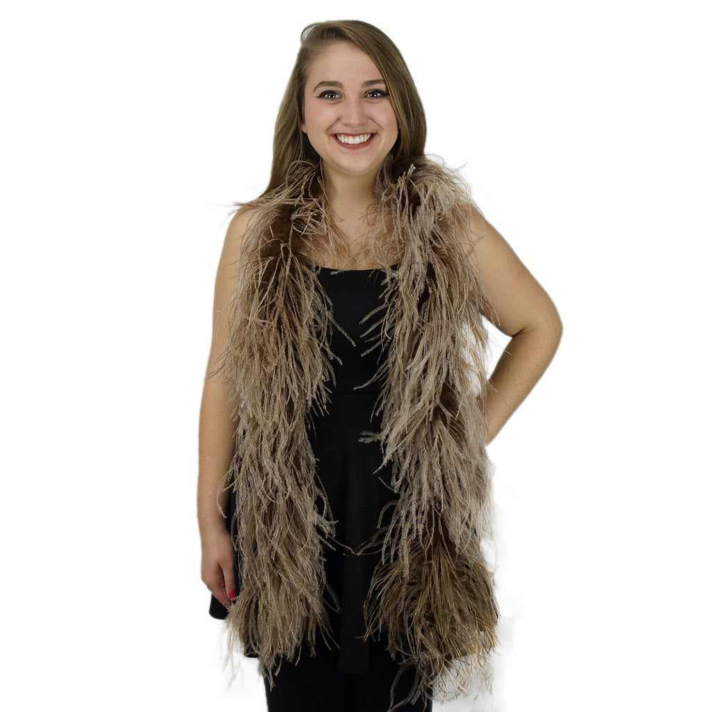 Camel Beige 2 Ply Ostrich Feather Boa - Ostrich Boa