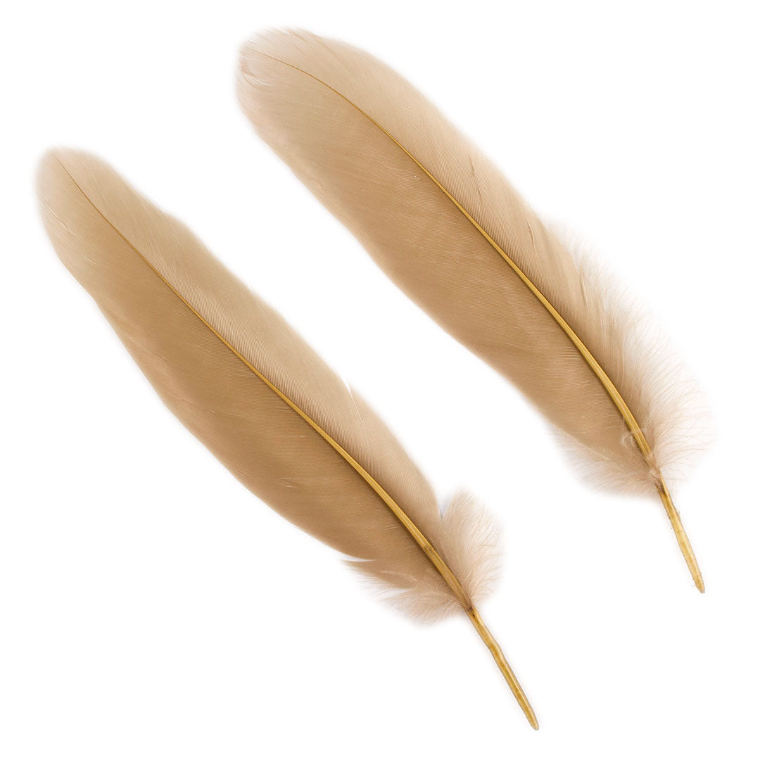 Goose Satinette Feathers Dyed - Camel - 1/4 lb