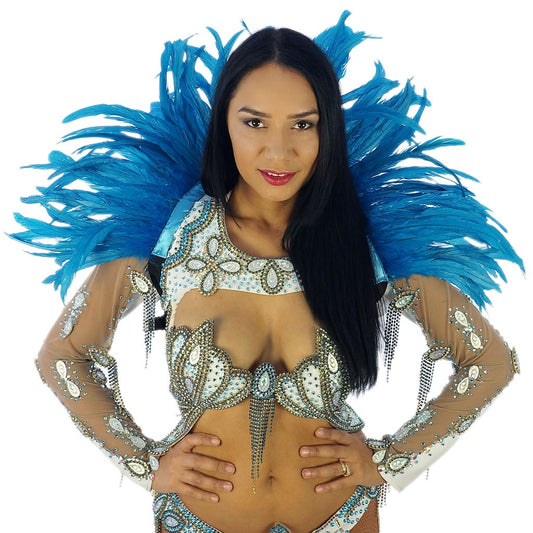 Carnival Feather Collar - Dark Turquoise - Feathers