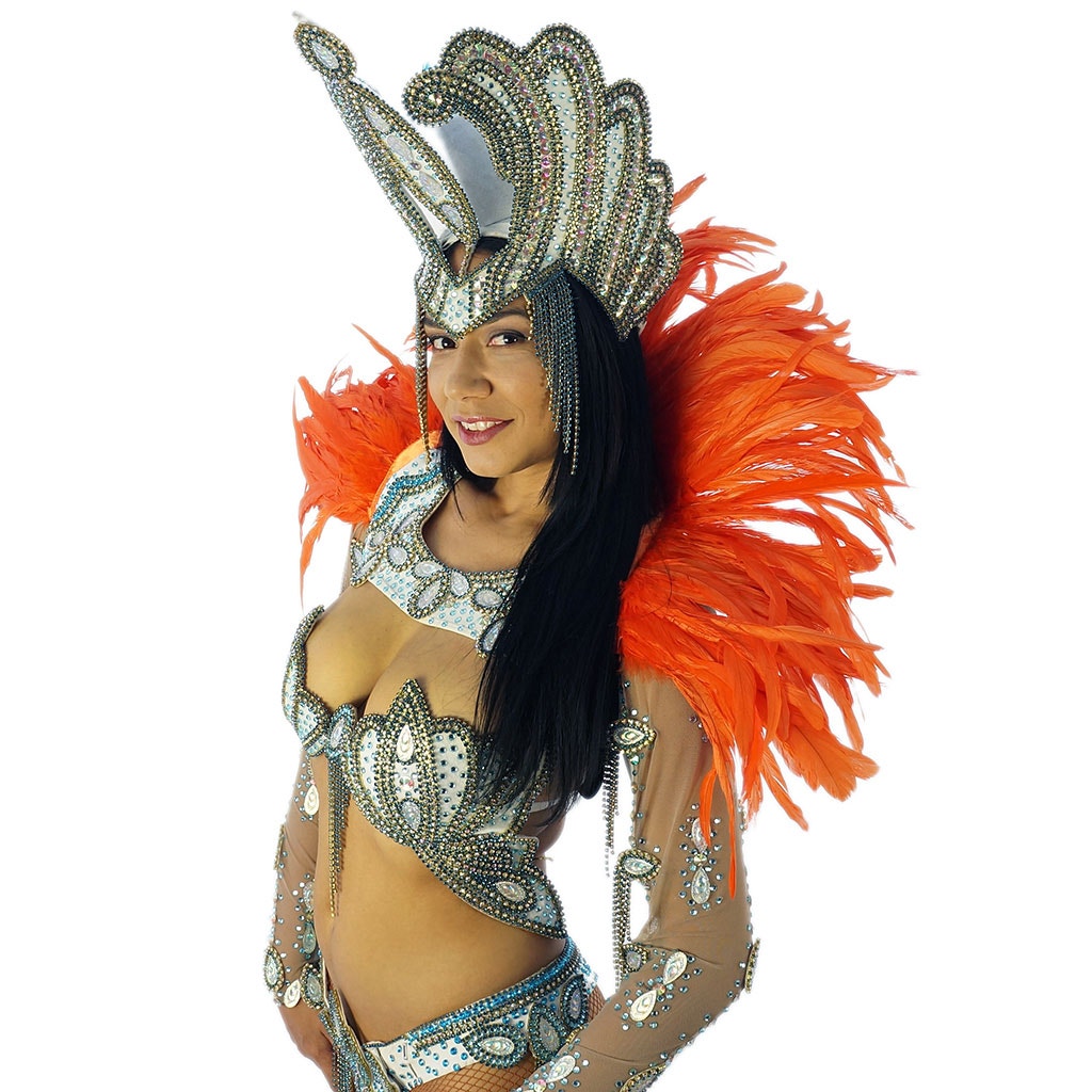 Carnival Feather Collar Hot Orange - Feathers