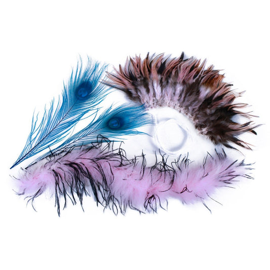 Cat Toy Kit - Candy Pink - Dark Turquoise - Feathers