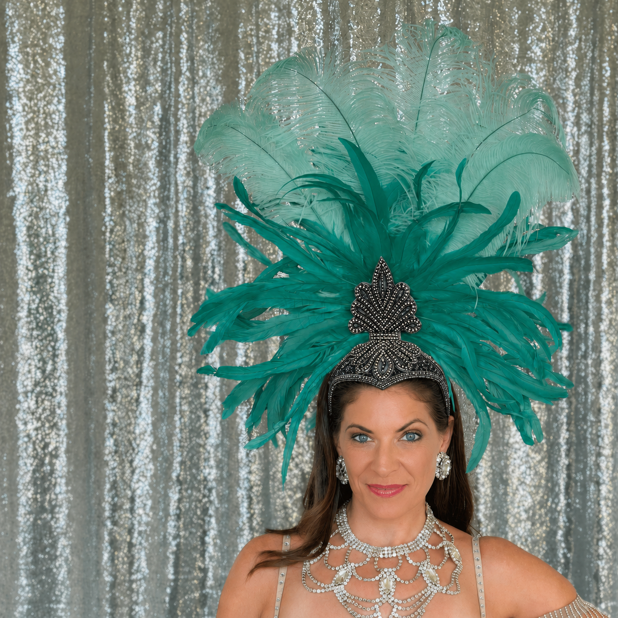 Kitty Mint Green Showgirl Feather Headpiece