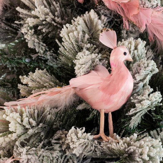 Champagne Pink Peacock Ornament