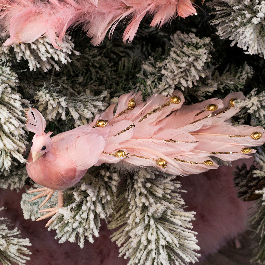 Champagne Pink Peacock Ornament