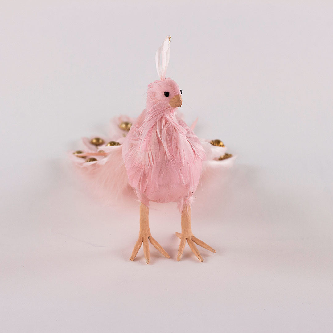 Champagne Pink Peacock Ornament