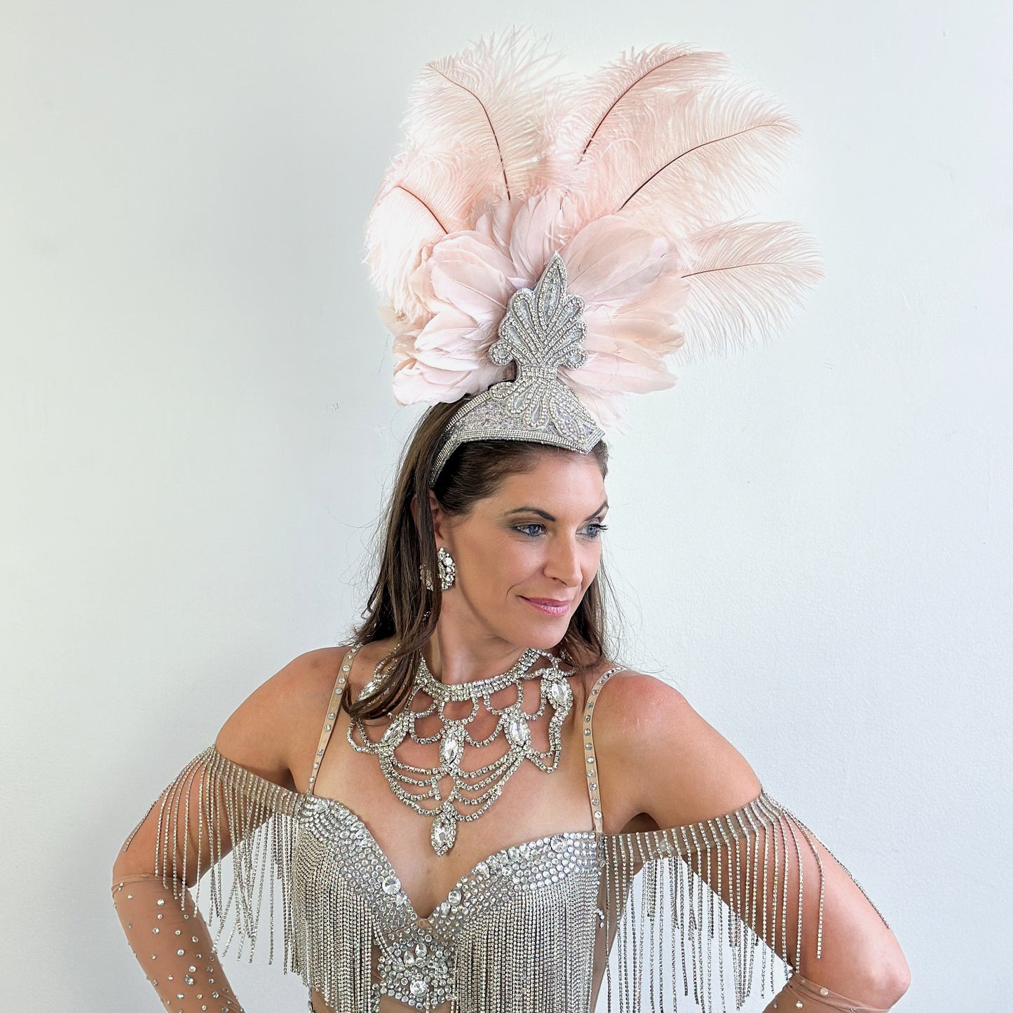 Ginger Champagne Showgirl Feather Headpiece