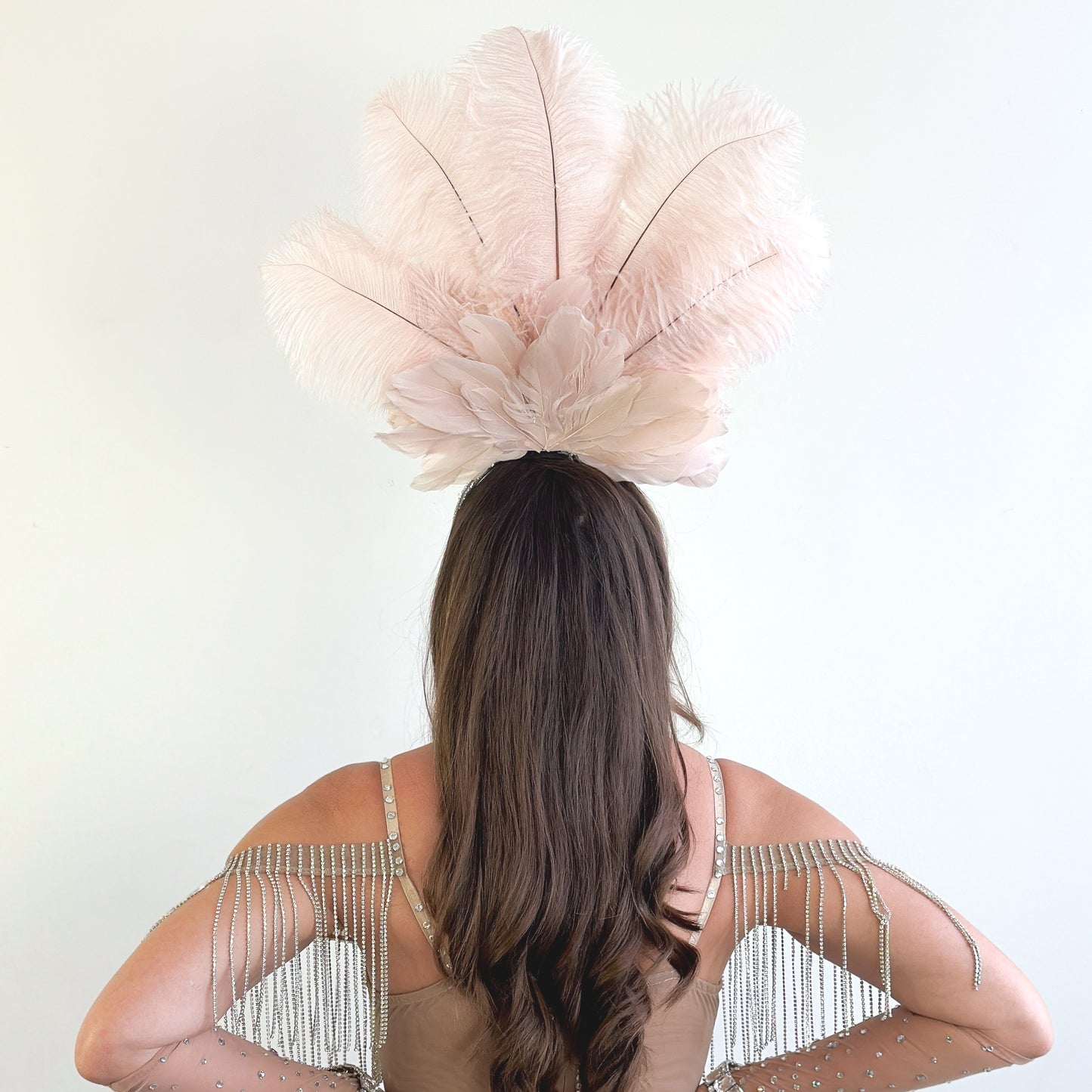 Ginger Champagne Showgirl Feather Headpiece