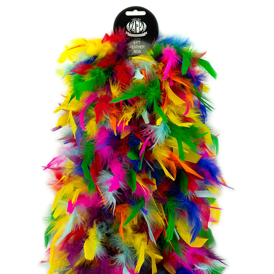 Chandelle Boa - Heavy Weight - Multi Color - Rainbow Bright - Feathers