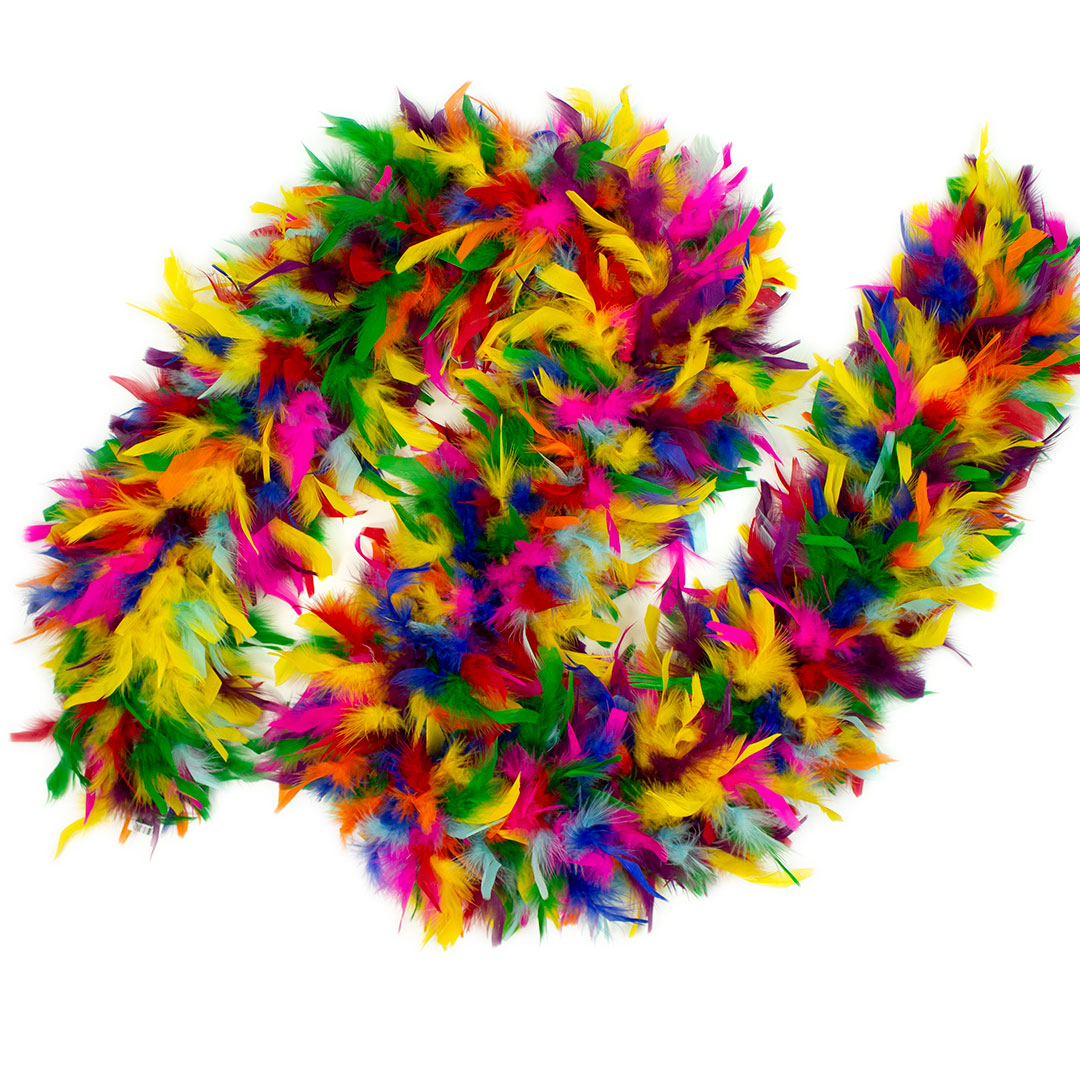 Chandelle Boa - Heavy Weight - Multi Color - Rainbow Bright - Feathers