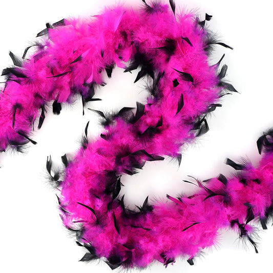 Chandelle Boa - Lightweight - Tipped - Shocking Pink/Black - 2 yards (6 ft) - Feathers