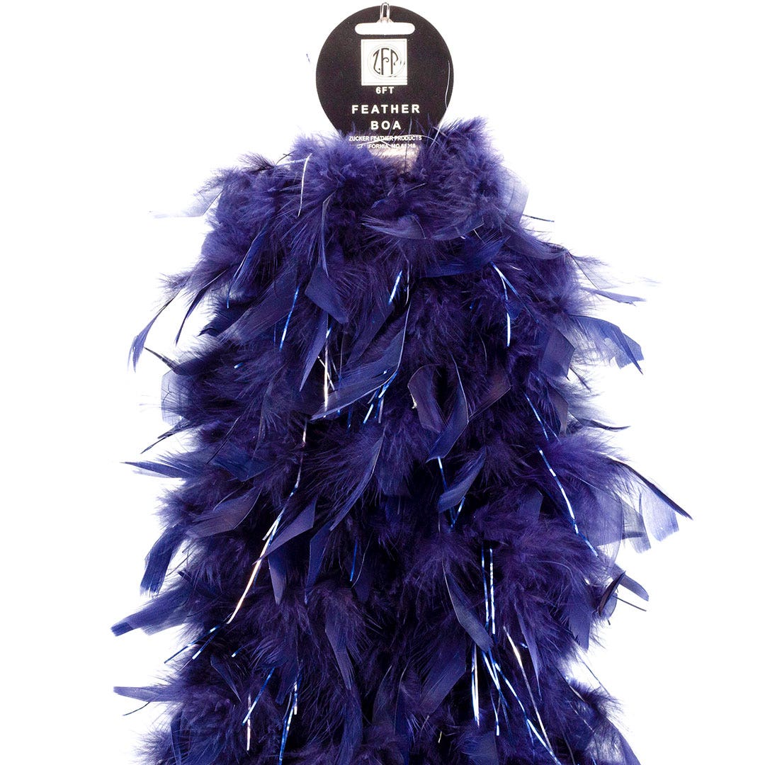 Chandelle Boa Medium Weight with Lurex - Navy/Silver Lurex - Feathers