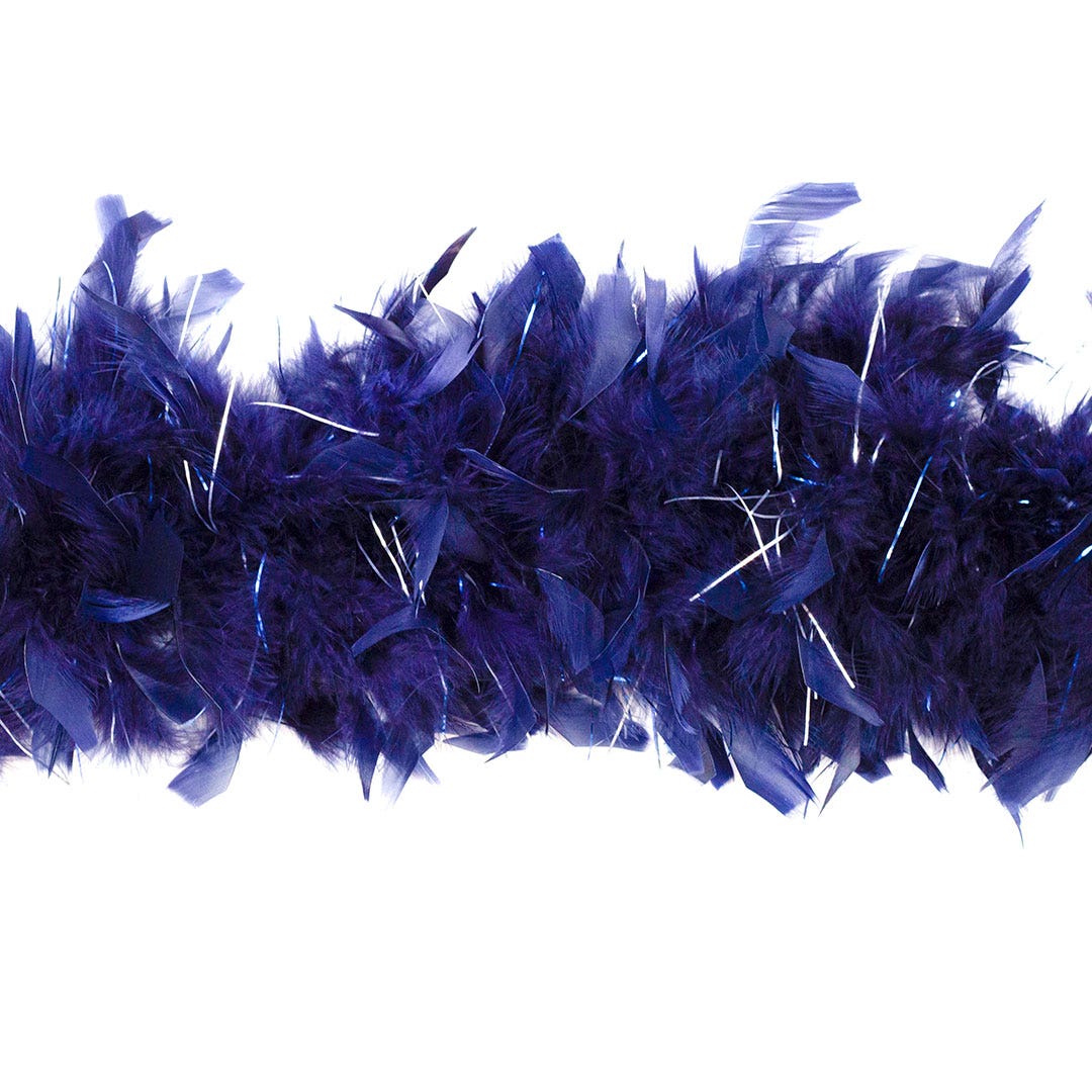 Chandelle Boa Medium Weight with Lurex - Navy/Silver Lurex - Feathers