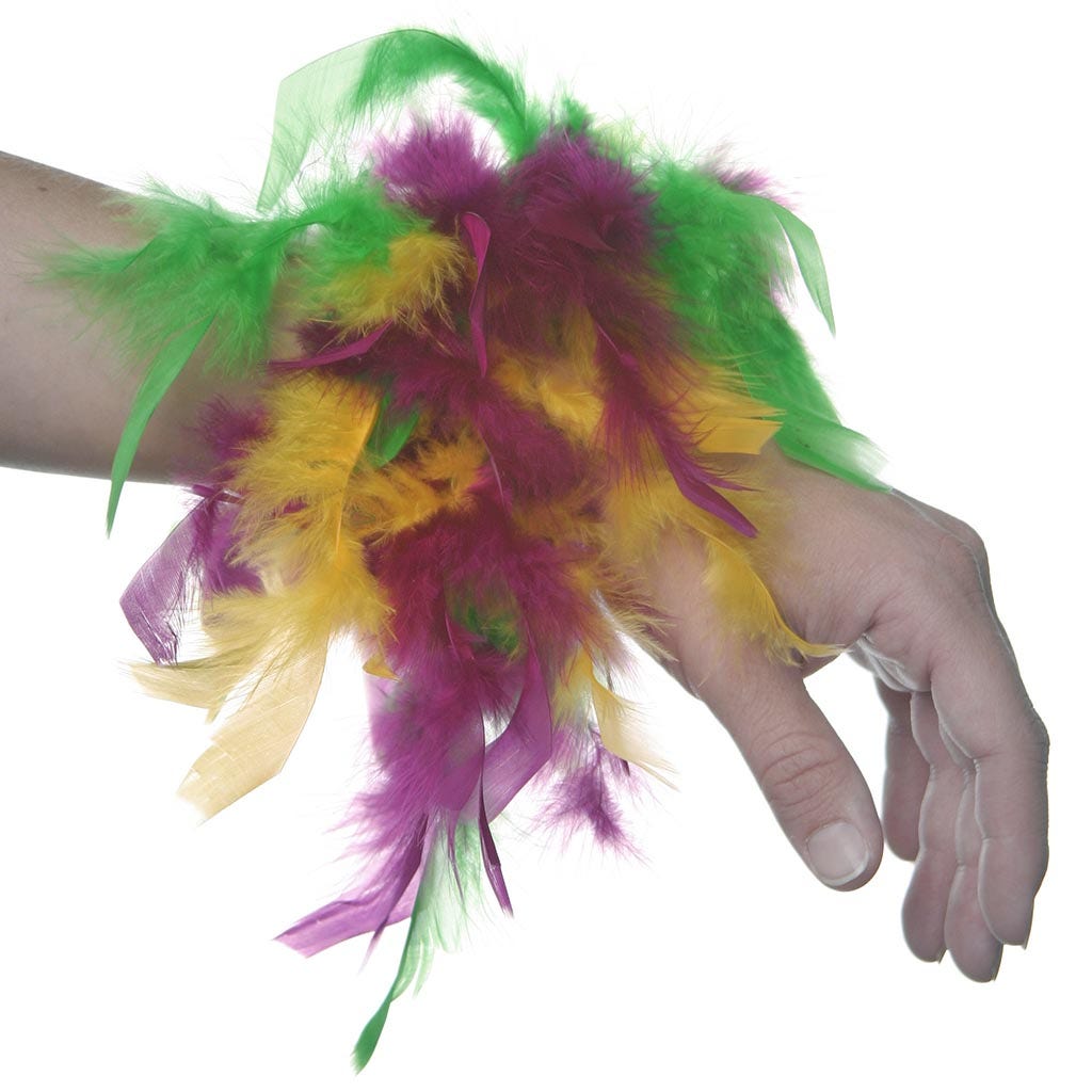 Chandelle Cuffs & Hair Ties - Mardigras Mix - Feathers