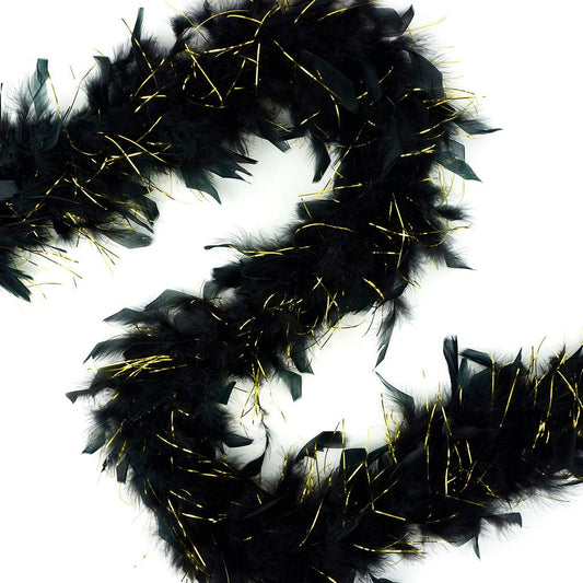 Chandelle Feather Boa - Lightweight - Black with Gold Lurex - Chandelle Boa