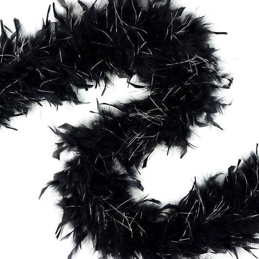 Chandelle Feather Boa - Lightweight - Black with Silver Lurex - Chandelle Boa