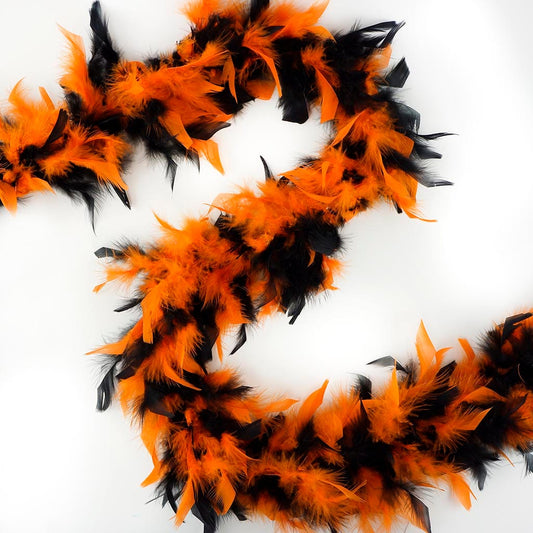 Chandelle Feather Boa - Lightweight Colors - Black/Orange - Chandelle Boa