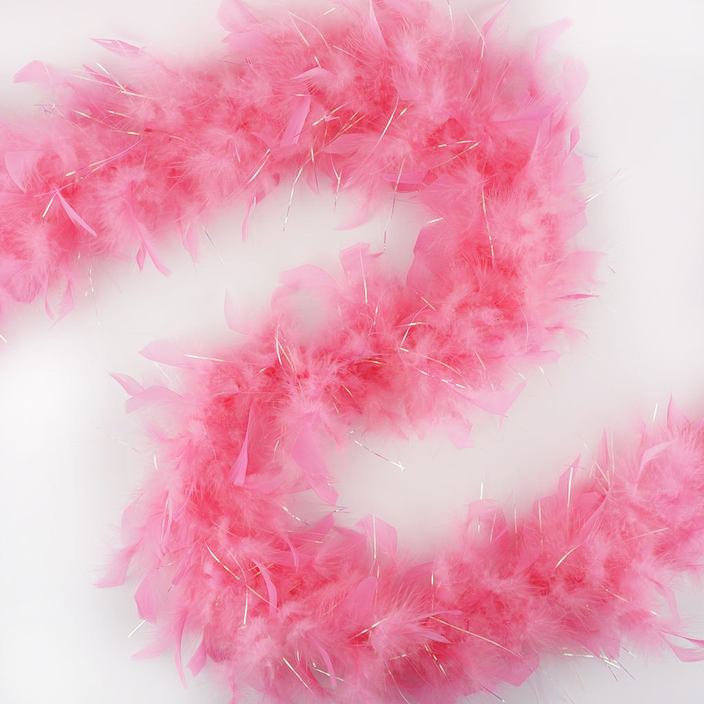 Chandelle Feather Boa - Lightweight - Coral with Opal Lurex - Chandelle Boa