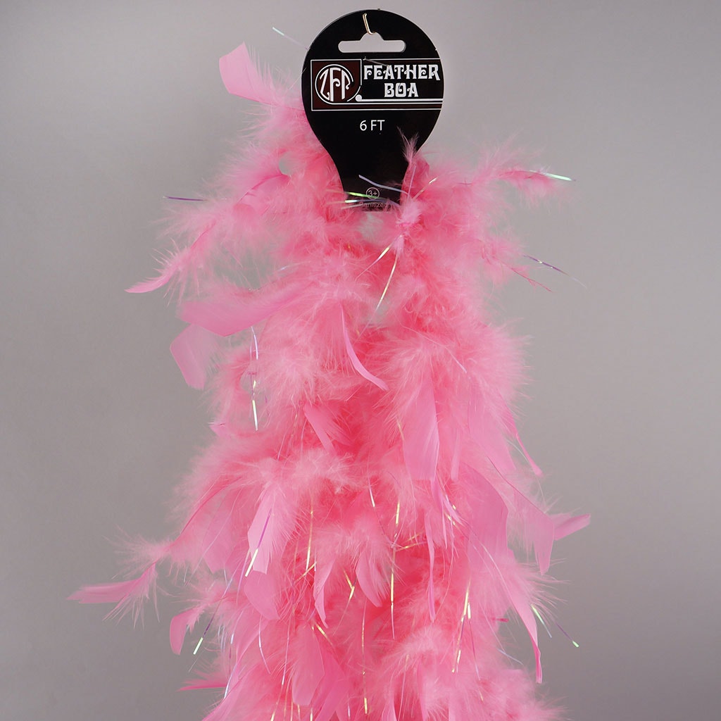 Chandelle Feather Boa - Lightweight - Coral with Opal Lurex - Chandelle Boa