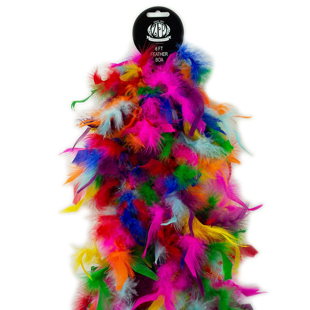 Chandelle Feather Boa - Lightweight - Rainbow Bright - Feathers