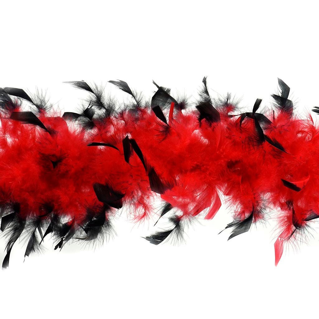 Chandelle Feather Boa - Lightweight - Tipped Red/Black - Chandelle Boa