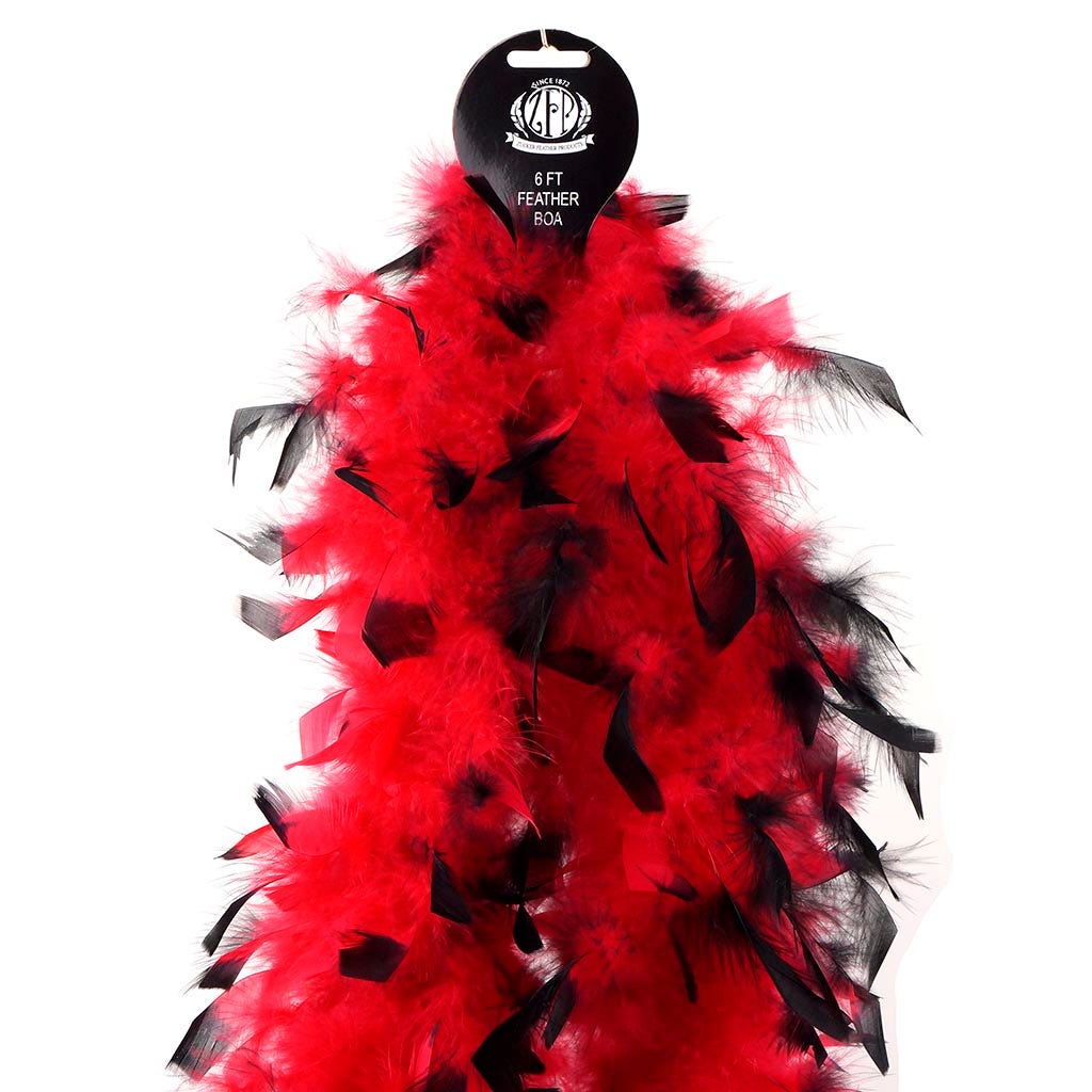 Chandelle Feather Boa - Lightweight - Tipped Red/Black - Chandelle Boa